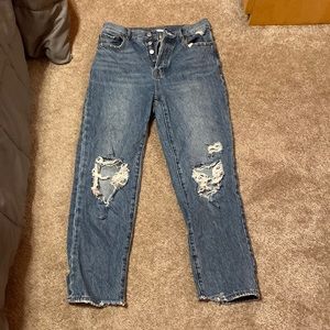 Pacsun High Rise Straight Distressed Blue Jeans